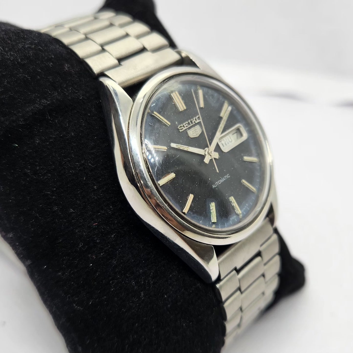 Vintage 1979 Original Seiko 5 Automatic 6309-8220 Black face 17 Jewels Day-Date Japanese Men's Wrist Watch OG263