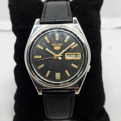Vintage 1982 Original Seiko 5 Automatic 7009-3101 Black face 17 Jewels Day-Date Japanese Men's Wrist Watch OG267