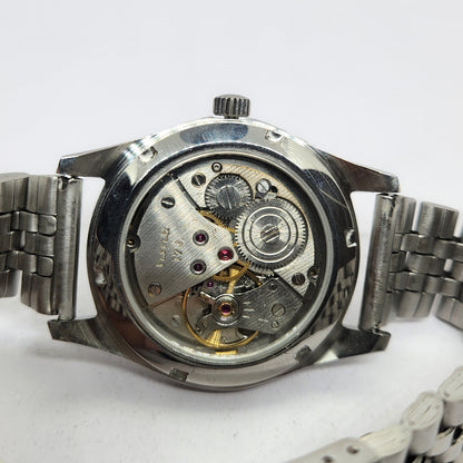 Vintage MOD HMT Pilot Hand Winding 17 Jewels Purple Face Jubilee Bracelet Men's Wrist Watch G04
