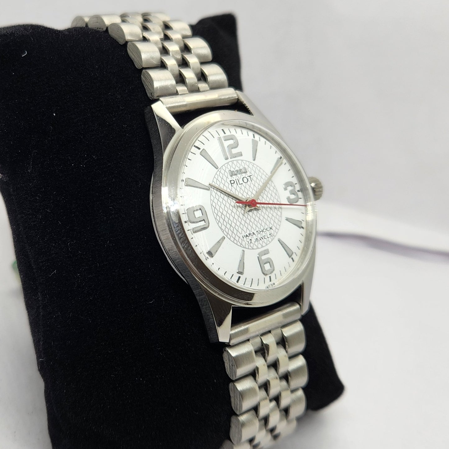 Vintage MOD HMT Pilot Hand Winding 17 Jewels White Face Jubilee Bracelet Men's Wrist Watch G05
