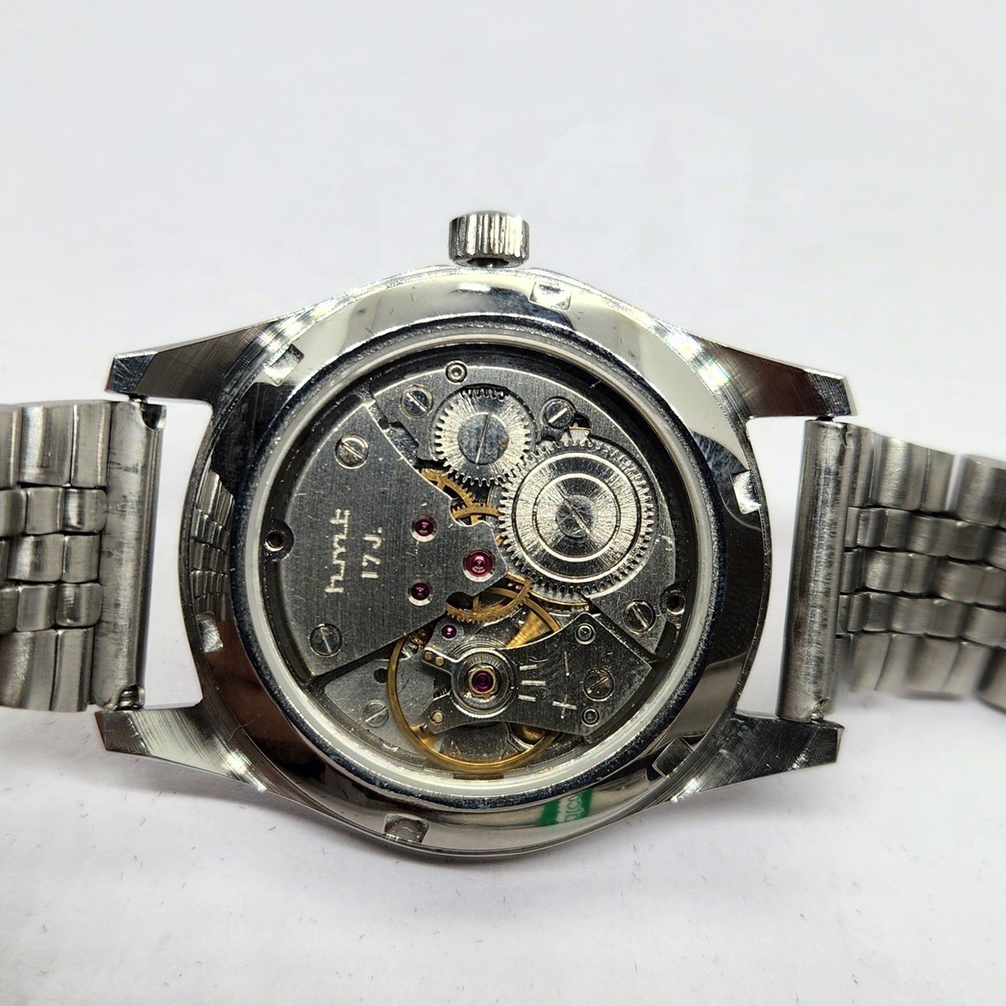 Vintage MOD HMT Pilot Hand Winding 17 Jewels White Face Jubilee Bracelet Men's Wrist Watch G05