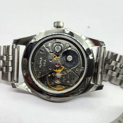 Vintage MOD HMT Pilot Hand Winding 17 Jewels Sky Blue Face Jubilee Bracelet Men's Wrist Watch G06
