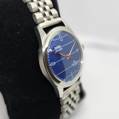 Vintage MOD HMT Janata Hand Winding 17 Jewels Blue Face Jubilee Bracelet Men's Wrist Watch G08