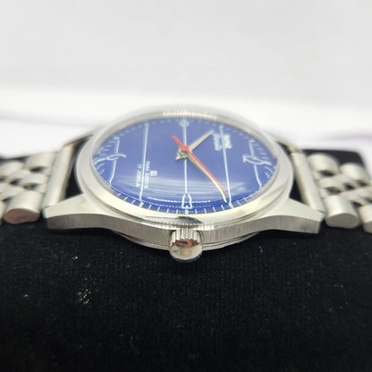 Vintage MOD HMT Janata Hand Winding 17 Jewels Blue Face Jubilee Bracelet Men's Wrist Watch G08