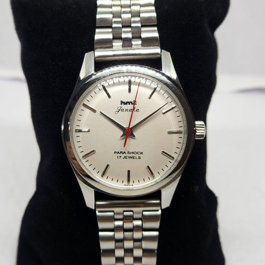 Vintage MOD HMT Janata Hand Winding 17 Jewels Silver Face Jubilee Bracelet Men's Wrist Watch G09