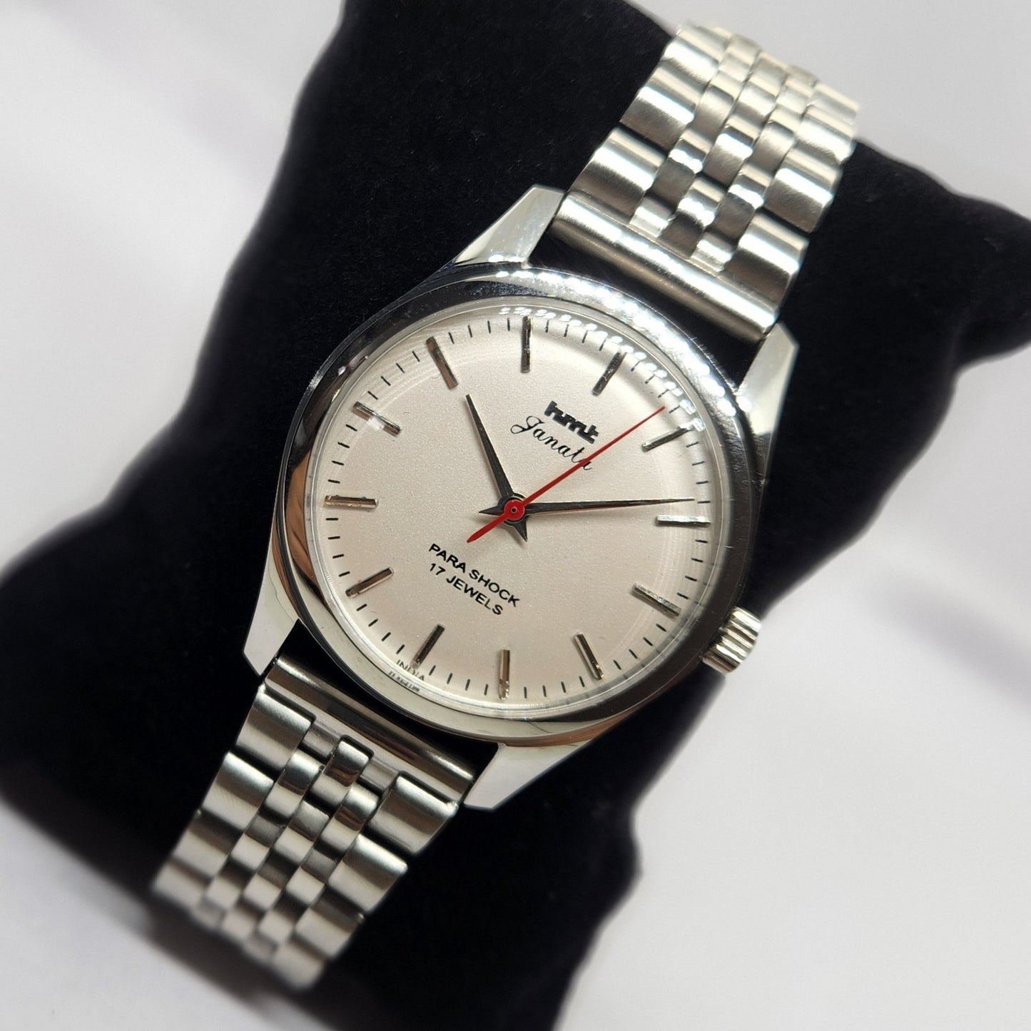 Vintage MOD HMT Janata Hand Winding 17 Jewels Silver Face Jubilee Bracelet Men's Wrist Watch G09