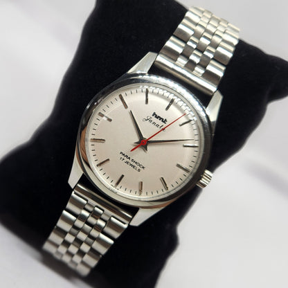Vintage MOD HMT Janata Hand Winding 17 Jewels Silver Face Jubilee Bracelet Men's Wrist Watch G09