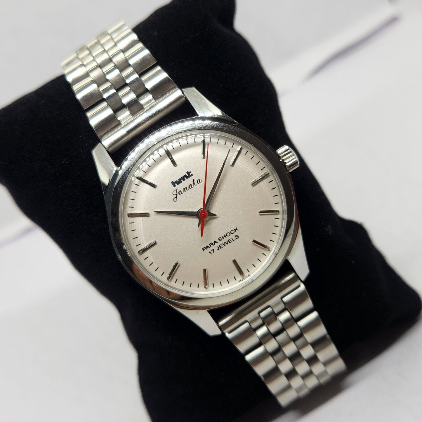 Vintage MOD HMT Janata Hand Winding 17 Jewels Silver Face Jubilee Bracelet Men's Wrist Watch G09