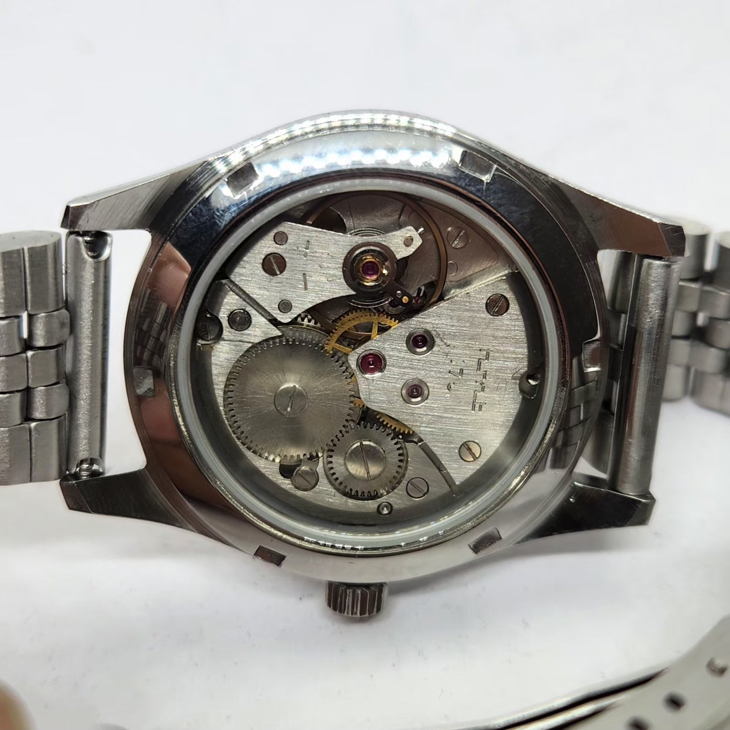 Vintage MOD HMT Janata Hand Winding 17 Jewels Peach Face Jubilee Bracelet Men's Wrist Watch G10