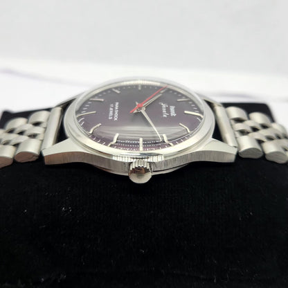 Vintage MOD HMT Janata Hand Winding 17 Jewels Purple Face Jubilee Bracelet Men's Wrist Watch G11