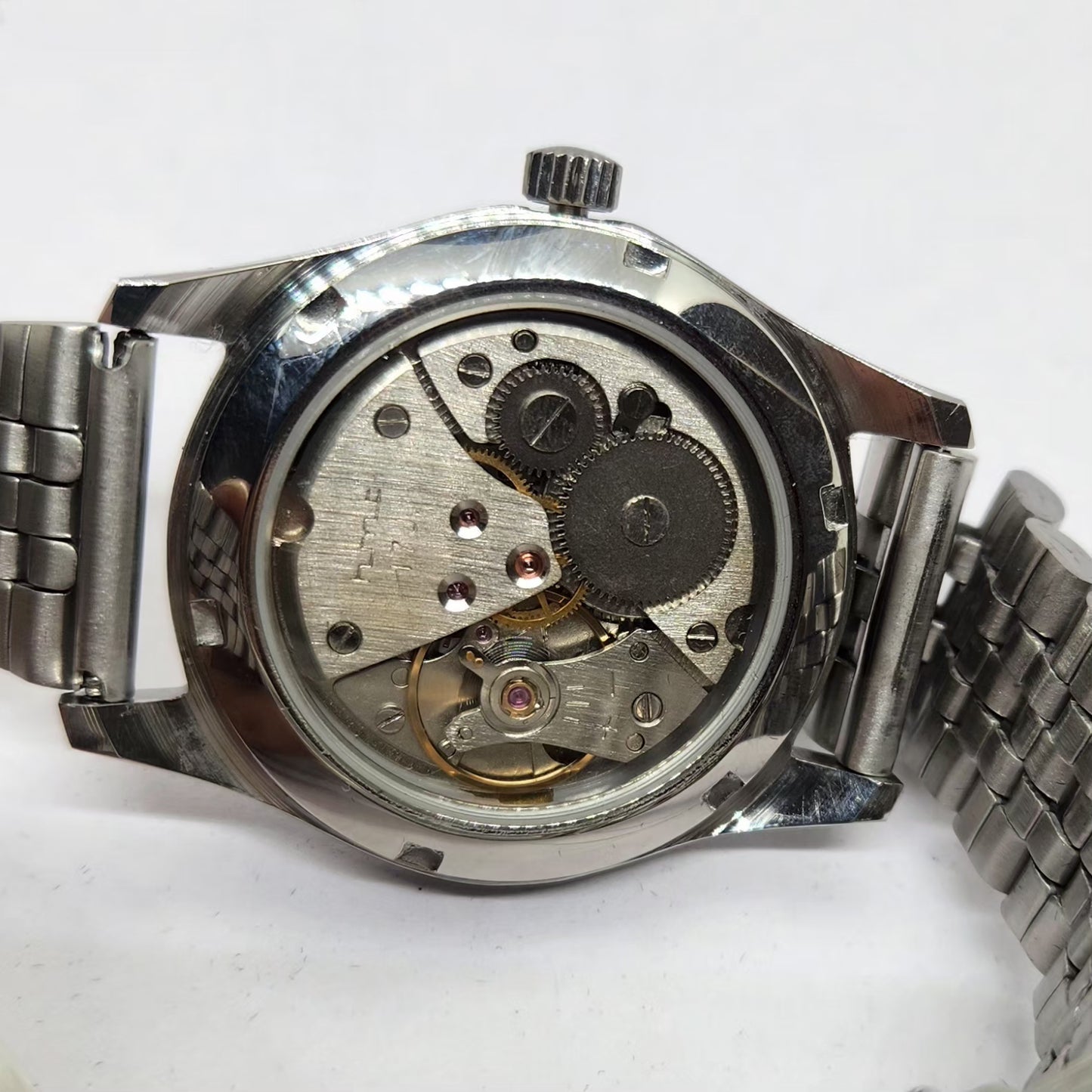 Vintage MOD HMT Janata Hand Winding 17 Jewels Purple Face Jubilee Bracelet Men's Wrist Watch G11