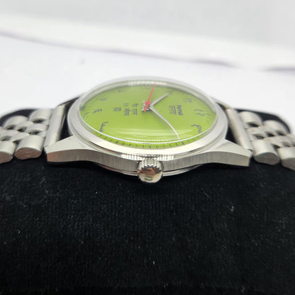 Vintage MOD HMT Janata Hand Winding 17 Jewels Green Face Jubilee Bracelet Men's Wrist Watch G13