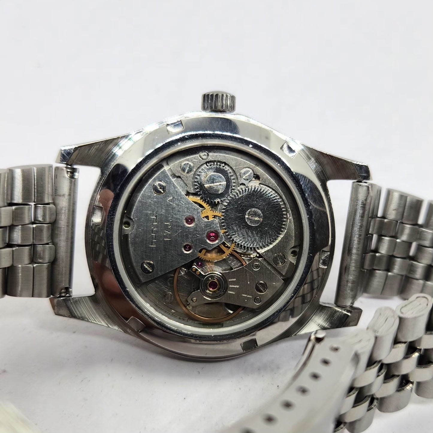 Vintage MOD HMT Janata Hand Winding 17 Jewels Green Face Jubilee Bracelet Men's Wrist Watch G13
