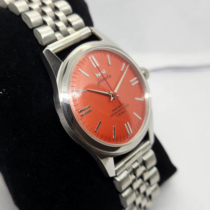 Vintage MOD HMT Janata Hand Winding 17 Jewels Orange Face Jubilee Bracelet Men's Wrist Watch G14