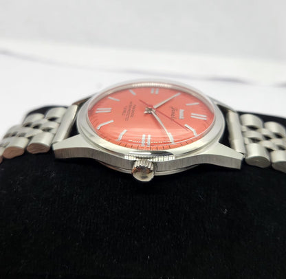Vintage MOD HMT Janata Hand Winding 17 Jewels Orange Face Jubilee Bracelet Men's Wrist Watch G14
