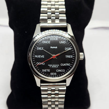 Vintage MOD HMT Spanish Hand Winding 17 Jewels Black Face Jubilee Bracelet Men's Wrist Watch G15