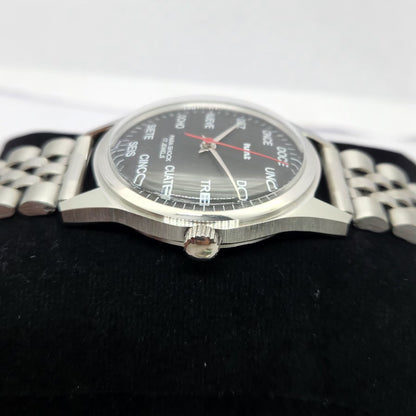 Vintage MOD HMT Spanish Hand Winding 17 Jewels Black Face Jubilee Bracelet Men's Wrist Watch G15