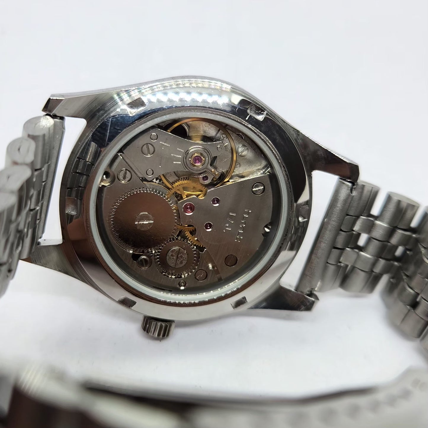 Vintage MOD HMT Spanish Hand Winding 17 Jewels Black Face Jubilee Bracelet Men's Wrist Watch G15