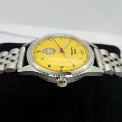 Vintage MOD HMT Gandaberunda Hand Winding 17 Jewels Yellow Face Jubilee Bracelet Men's Wrist Watch G17