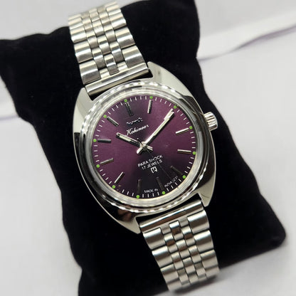 Vintage MOD HMT Kohinoor Hand Winding 17 Jewels Purple Face Jubilee Bracelet Men's Wrist Watch G18