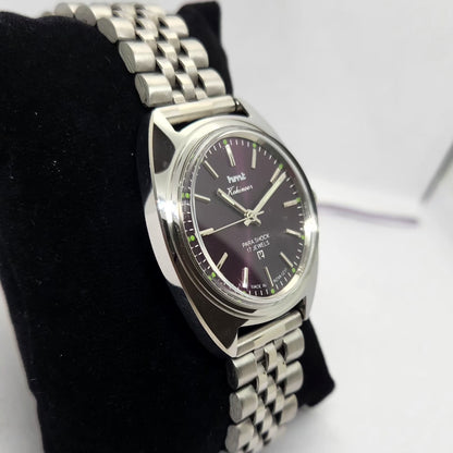 Vintage MOD HMT Kohinoor Hand Winding 17 Jewels Purple Face Jubilee Bracelet Men's Wrist Watch G18