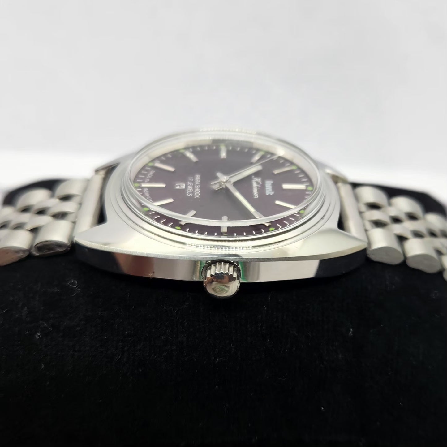 Vintage MOD HMT Kohinoor Hand Winding 17 Jewels Purple Face Jubilee Bracelet Men's Wrist Watch G18