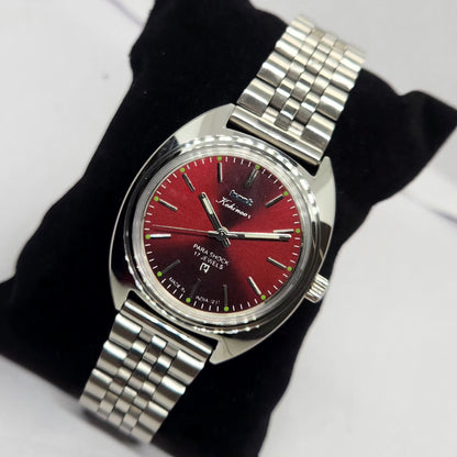 Vintage MOD HMT Kohinoor Hand Winding 17 Jewels Maroon Face Jubilee Bracelet Men's Wrist Watch G20
