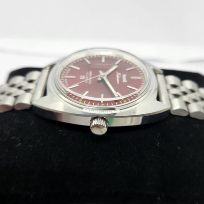 Vintage MOD HMT Kohinoor Hand Winding 17 Jewels Maroon Face Jubilee Bracelet Men's Wrist Watch G20