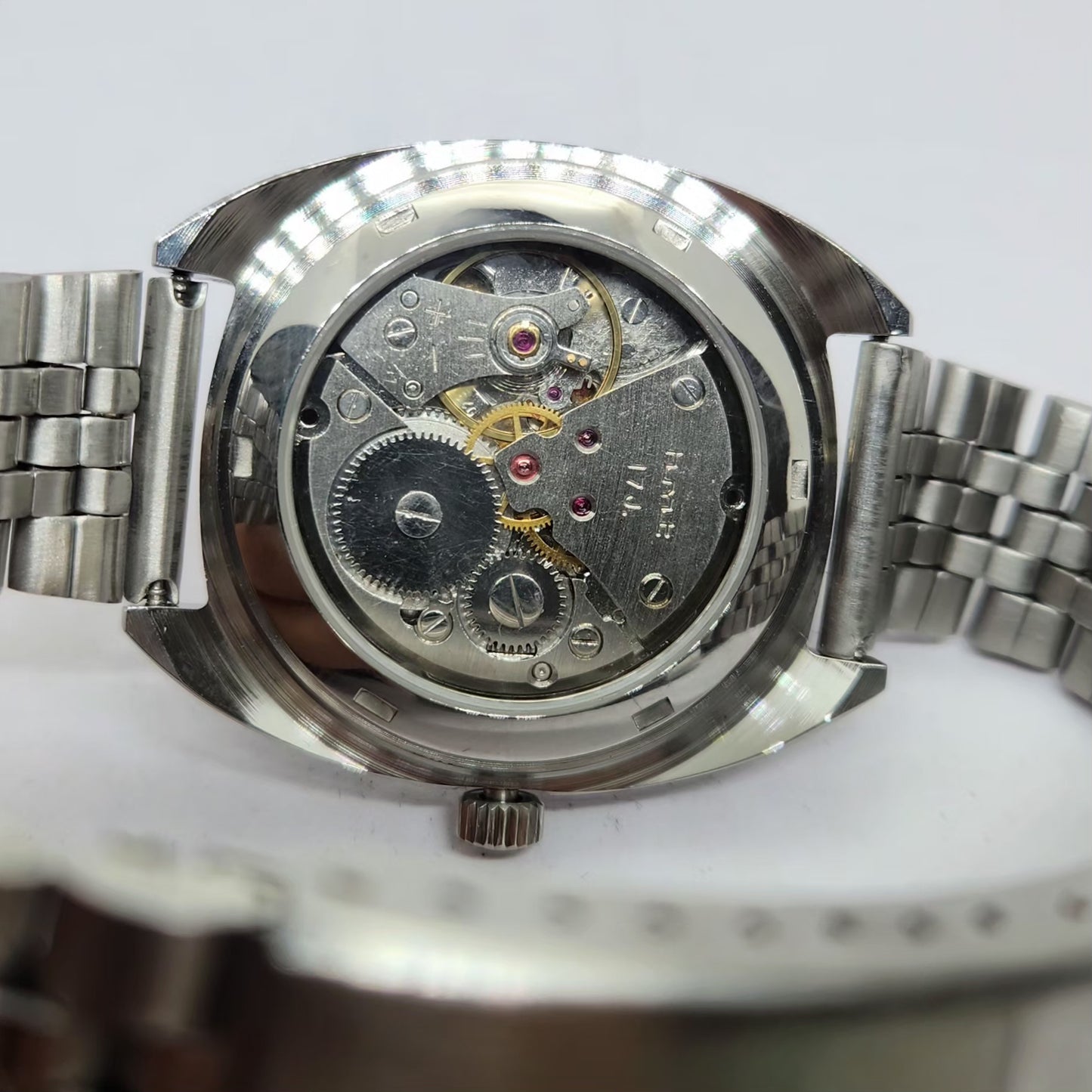 Vintage MOD HMT Kohinoor Hand Winding 17 Jewels Red Face Jubilee Bracelet Men's Wrist Watch G21