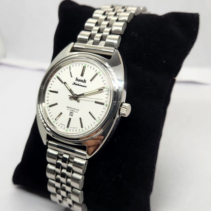 Vintage MOD HMT Kohinoor Hand Winding 17 Jewels White Face Jubilee Bracelet Men's Wrist Watch G22