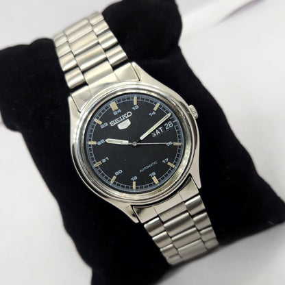 Vintage 1985 Original Seiko 5 Automatic 6309-7320 Black face 17 Jewels Day-Date Japanese Men's Wrist Watch OG270