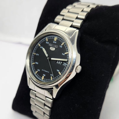 Vintage 1985 Original Seiko 5 Automatic 6309-7320 Black face 17 Jewels Day-Date Japanese Men's Wrist Watch OG270