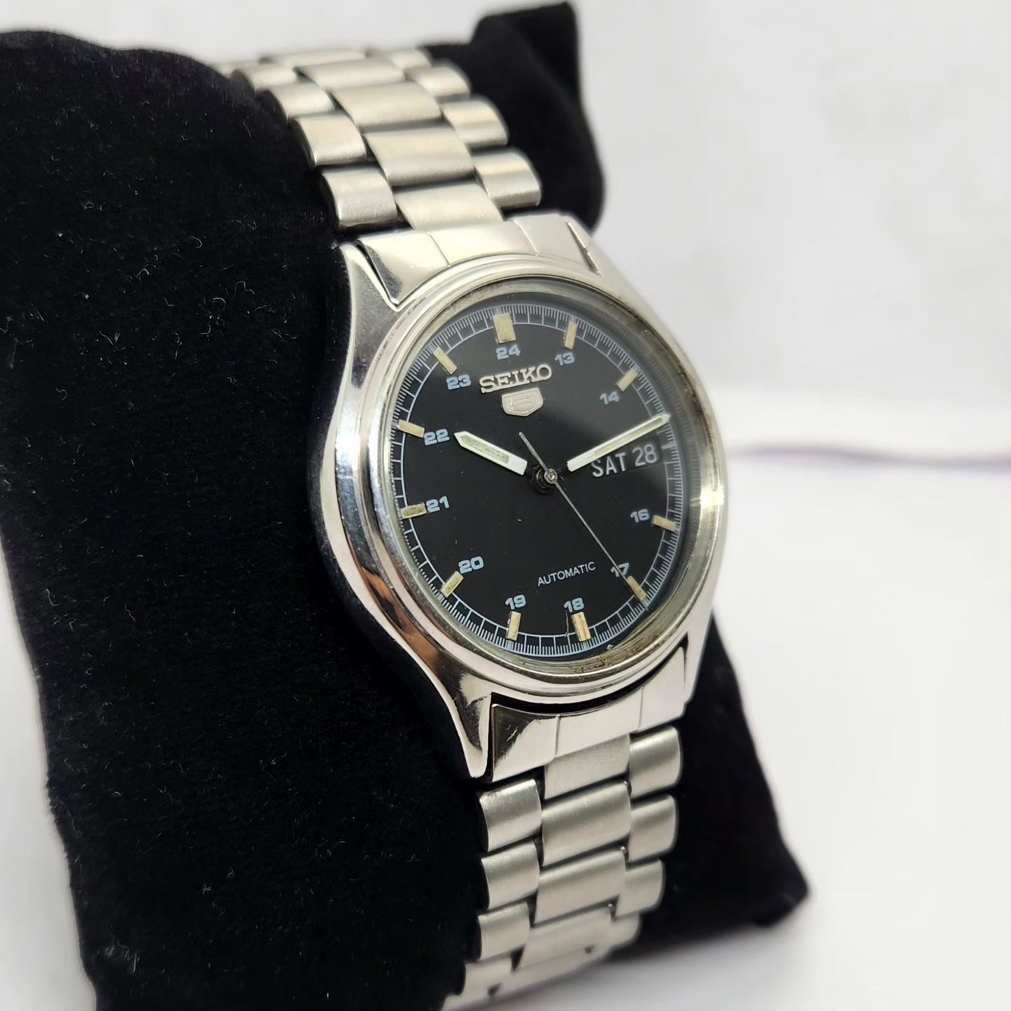 Vintage 1985 Original Seiko 5 Automatic 6309-7320 Black face 17 Jewels Day-Date Japanese Men's Wrist Watch OG270
