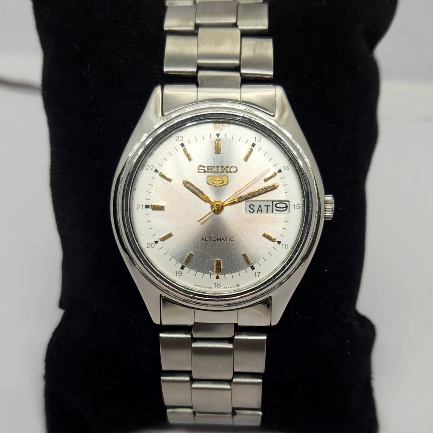 Vintage 1979 Original Seiko 5 Automatic 6309 Silver face 17 Jewels Day-Date Japanese Men's Wrist Watch OG271