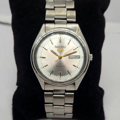 Vintage 1979 Original Seiko 5 Automatic 6309 Silver face 17 Jewels Day-Date Japanese Men's Wrist Watch OG271