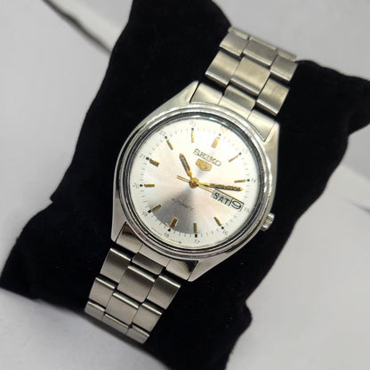 Vintage 1979 Original Seiko 5 Automatic 6309 Silver face 17 Jewels Day-Date Japanese Men's Wrist Watch OG271
