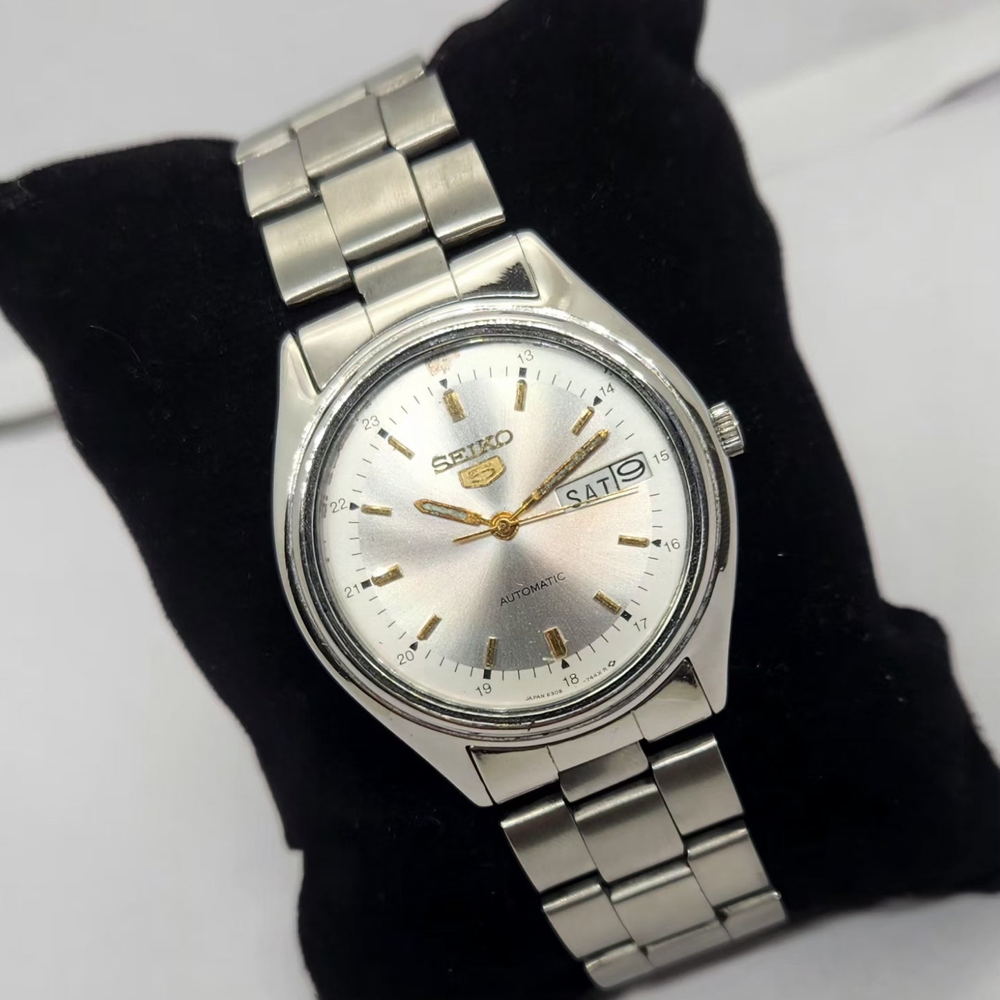 Vintage 1979 Original Seiko 5 Automatic 6309 Silver face 17 Jewels Day-Date Japanese Men's Wrist Watch OG271