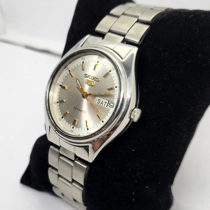 Vintage 1979 Original Seiko 5 Automatic 6309 Silver face 17 Jewels Day-Date Japanese Men's Wrist Watch OG271