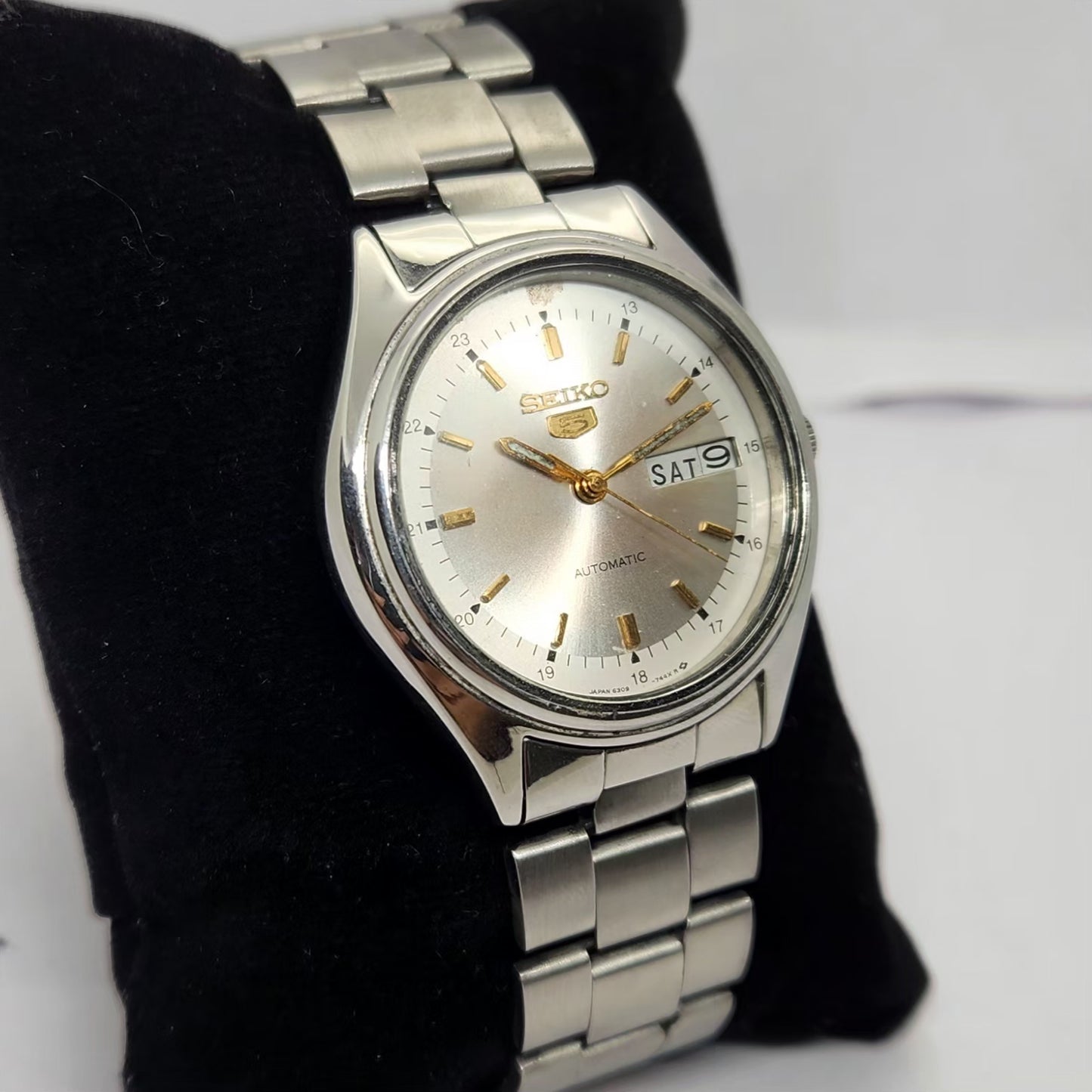 Vintage 1979 Original Seiko 5 Automatic 6309 Silver face 17 Jewels Day-Date Japanese Men's Wrist Watch OG271