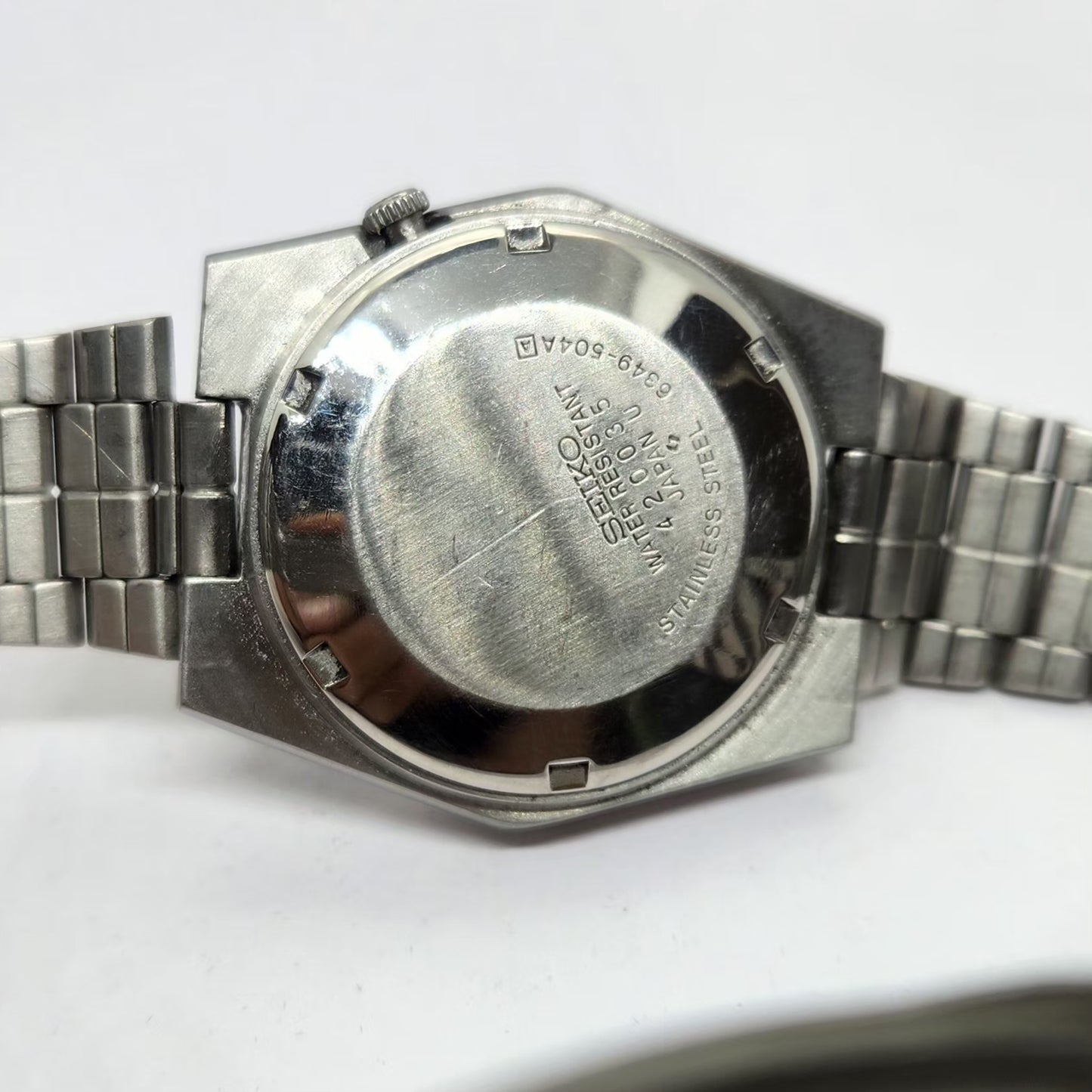 Vintage 1984 Original Seiko 5 Automatic 6349-504A Silver face 23 Jewels Day-Date Japanese Men's Wrist Watch OG273