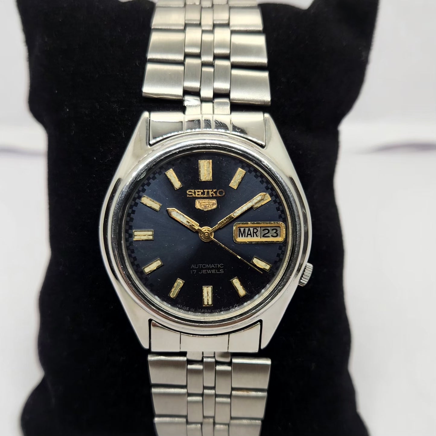 Vintage 1979 Original Seiko 5 Automatic 7009-6001 Blue face 17 Jewels Day-Date Japanese Men's Wrist Watch OG276