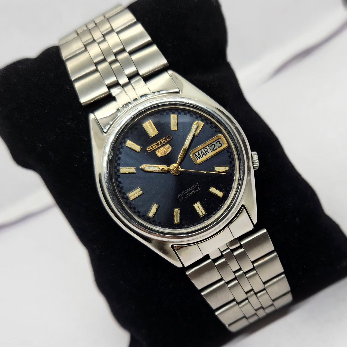 Vintage 1979 Original Seiko 5 Automatic 7009-6001 Blue face 17 Jewels Day-Date Japanese Men's Wrist Watch OG276