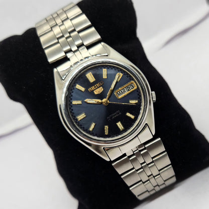 Vintage 1979 Original Seiko 5 Automatic 7009-6001 Blue face 17 Jewels Day-Date Japanese Men's Wrist Watch OG276