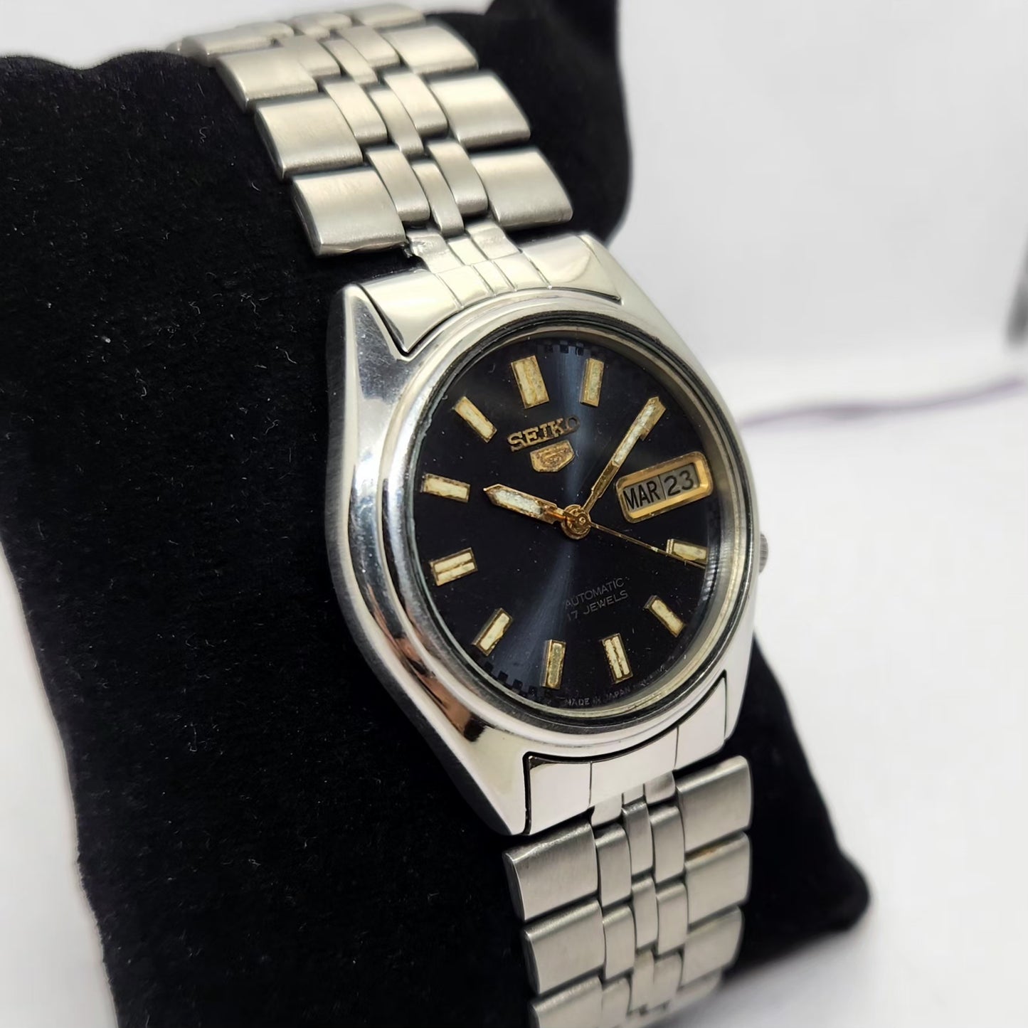 Vintage 1979 Original Seiko 5 Automatic 7009-6001 Blue face 17 Jewels Day-Date Japanese Men's Wrist Watch OG276