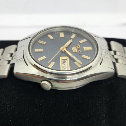 Vintage 1979 Original Seiko 5 Automatic 7009-6001 Blue face 17 Jewels Day-Date Japanese Men's Wrist Watch OG276
