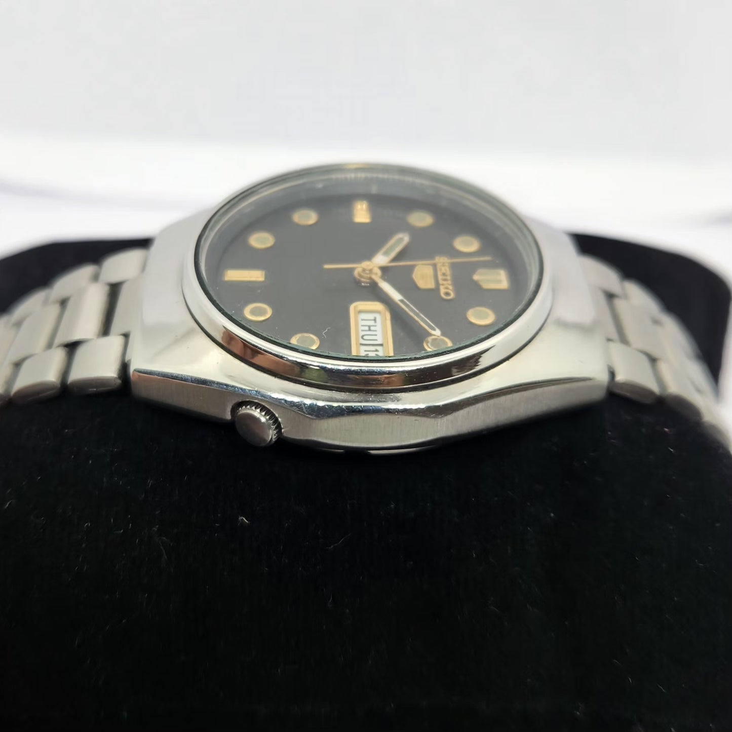 Vintage 1982 Original Seiko 5 Automatic 6309-720E Black face 17 Jewels Day-Date Japanese Men's Wrist Watch OG277