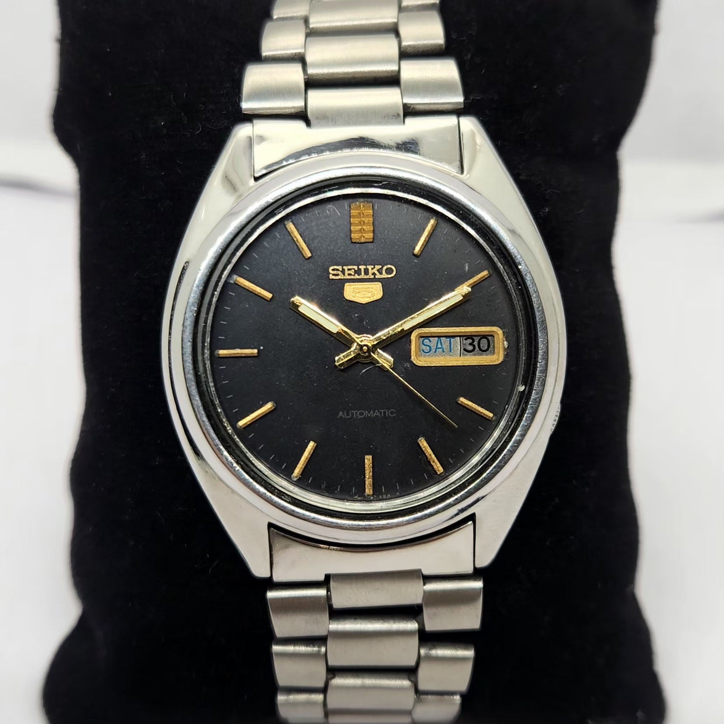 Vintage 1976 Original Seiko 5 Automatic 7009-3040 Black face 17 Jewels Day-Date Japanese Men's Wrist Watch OG280
