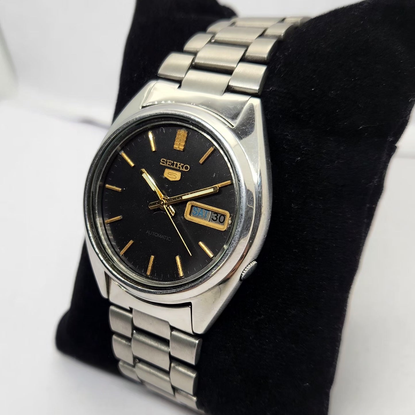 Vintage 1976 Original Seiko 5 Automatic 7009-3040 Black face 17 Jewels Day-Date Japanese Men's Wrist Watch OG280