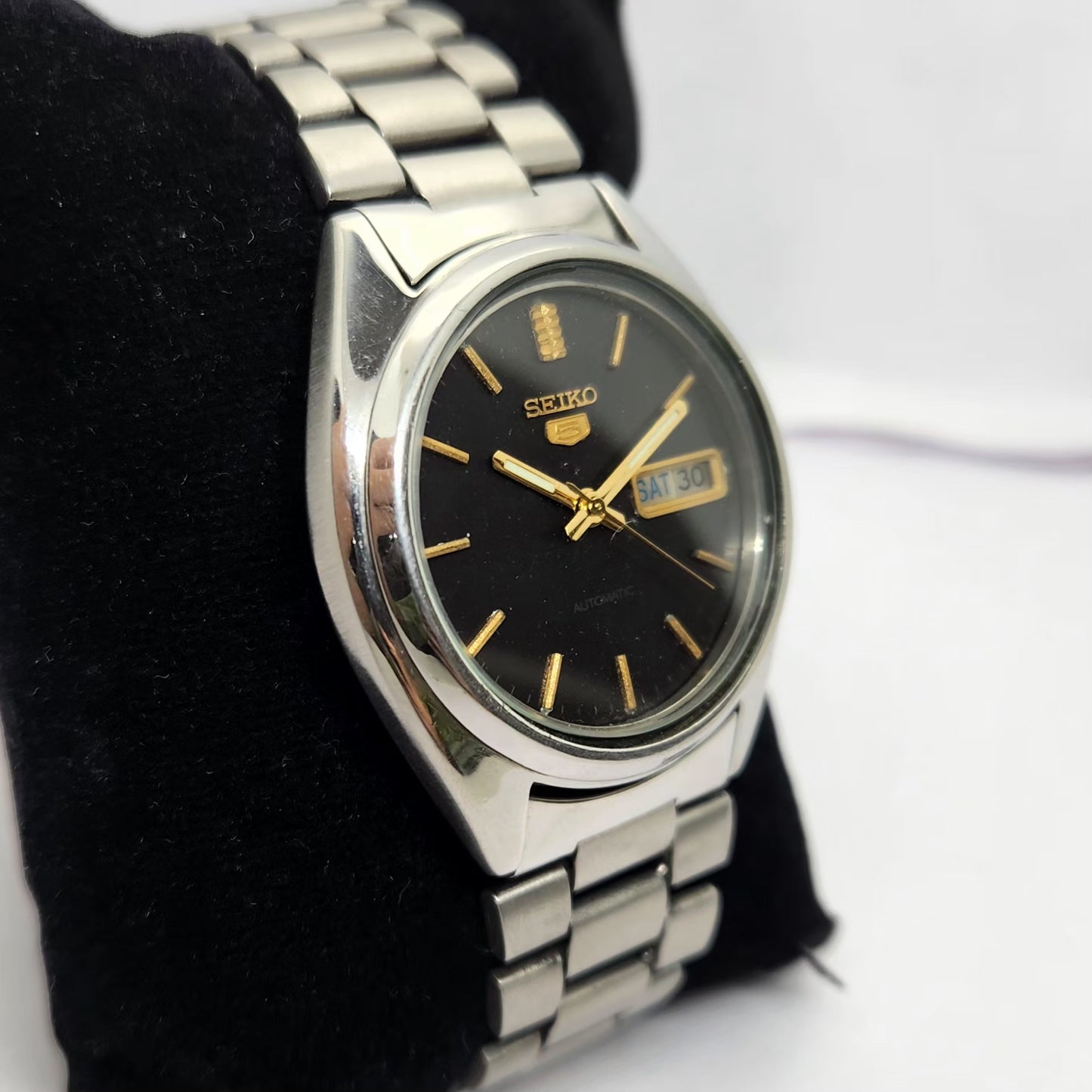 Vintage 1976 Original Seiko 5 Automatic 7009-3040 Black face 17 Jewels Day-Date Japanese Men's Wrist Watch OG280