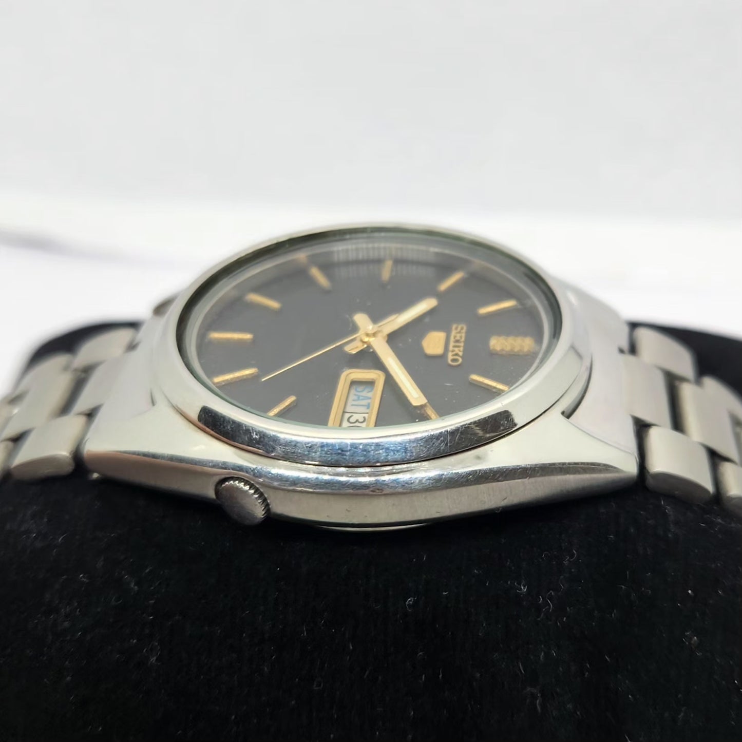 Vintage 1976 Original Seiko 5 Automatic 7009-3040 Black face 17 Jewels Day-Date Japanese Men's Wrist Watch OG280